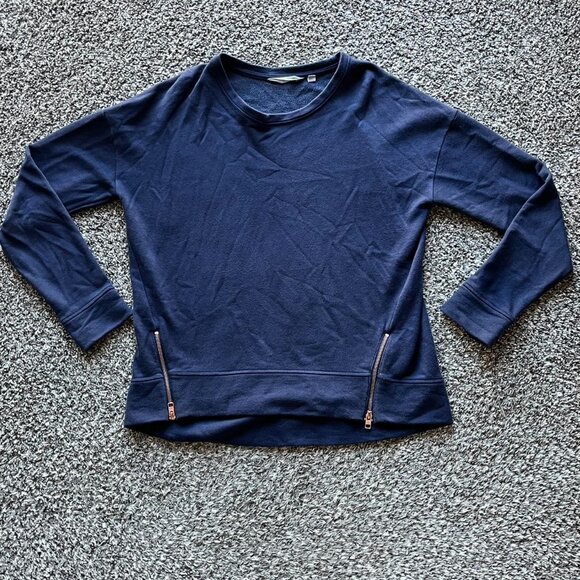 Athleta Tops - Athleta Sweatshirt Womens Small Navy Blue Long Sleeve Pullover Zipper Details